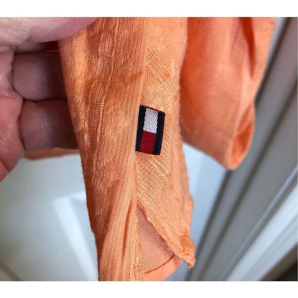 TOMMY HILFIGER - 🎉HP🎉NWT - L Sz XL Textured Tie Puff-Sleeve Peasant Top/Coral - Picture 6 of 16